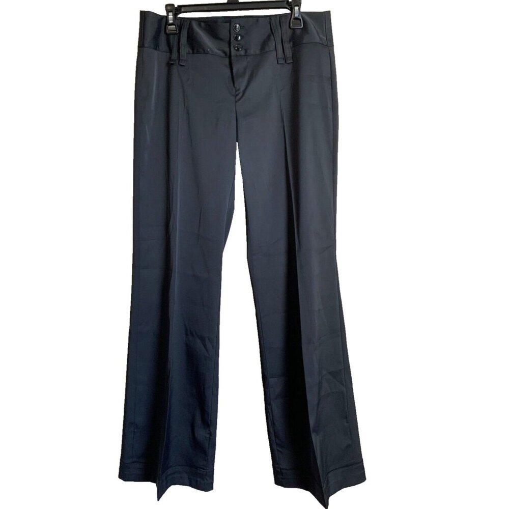 Vintage Floré Black Wide Leg Cuffed Creased Pants Women’s 33x34 Mid Rise USA